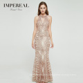 British style sequined gold mermaid sexy maxi gown dress